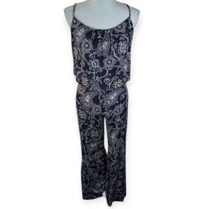 ANGL NAVY & WHITE PAISLY JUMPSUIT SZ.S/M EUC.